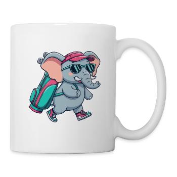 Lustiger Elefant-Golfer Cartoon Cooles Golftier - Tasse - Weiß - Rechts