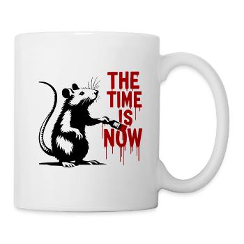 Rat paints message: The time is now - Mug - white - Right