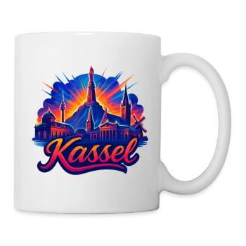 Kassel Stadt Silhouette strahlend Cassel Geschenk - Tasse - Weiß - Rechts