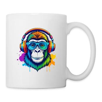 Rainbow Gorilla DJ with Headphones - Mug - white - Right