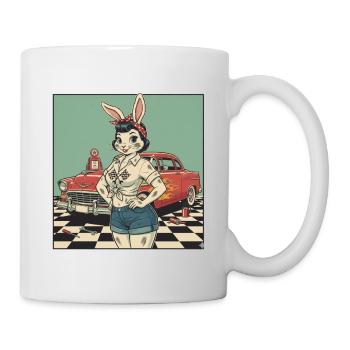 Häsin Racer Pinup Retro Auto - Tasse - Weiß - Rechts
