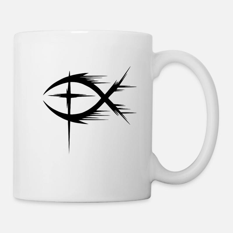 Symbole Poisson+Croix Moderne - Mug blanc - blanc