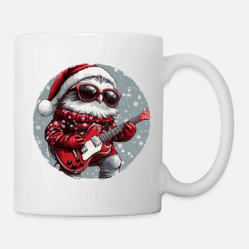 Eule Weihnachten Gitarre - Tasse - Weiß