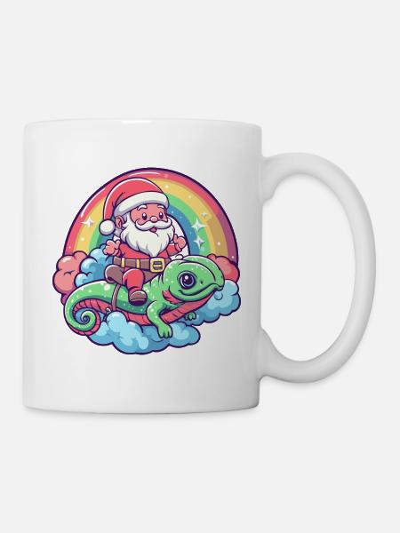Chameleon Weihnachtsmann Weihnachten - Tasse - Weiß