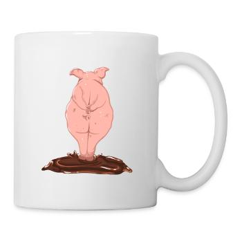 Pink pig from behind - Mug - white - Right