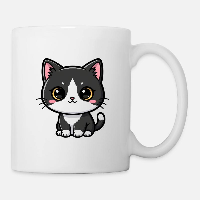 Kawaii Black-White Cat Charm - Mug - white