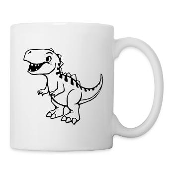Dinosaurier schwarz - Tasse - Weiß - Rechts