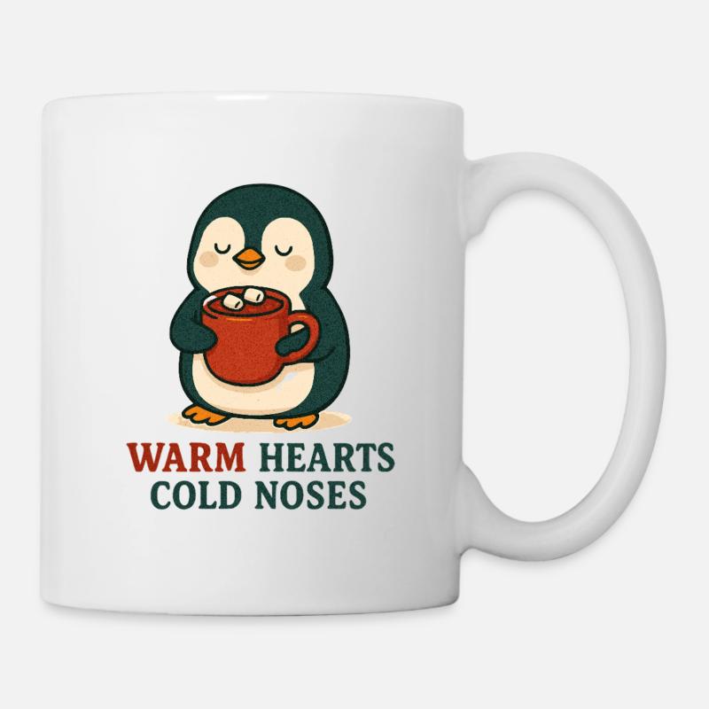 Pingouin câlin avec tasse chaude - Mug blanc - blanc