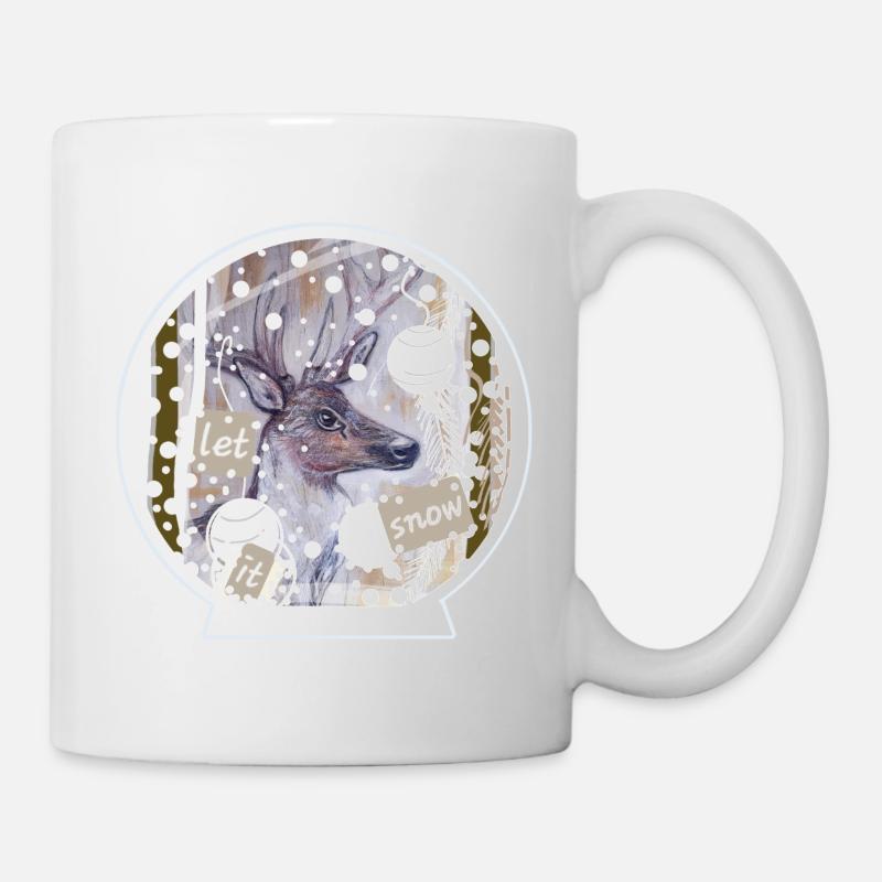 Cerf-boule à neige - Mug blanc - blanc