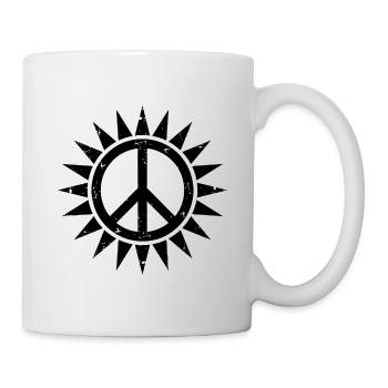 Friedenssymbol in einer Sonne mit Grunge-Effekt - Tasse - Weiß - Rechts