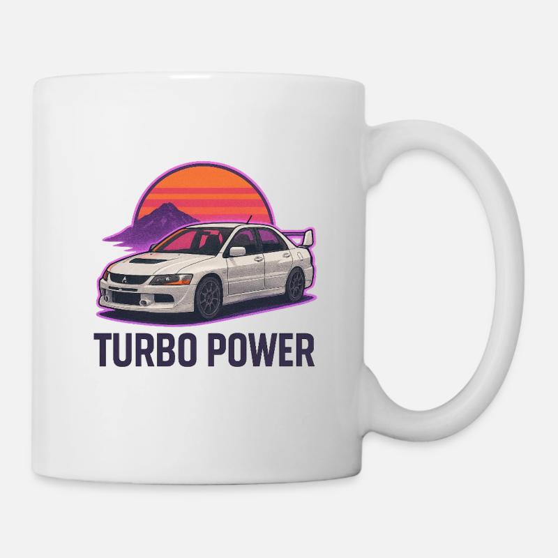Turbo Power Auto Sunset Sticker - Tasse - Weiß