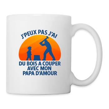 Wood to cut with daddy of love - Mug - white - Right