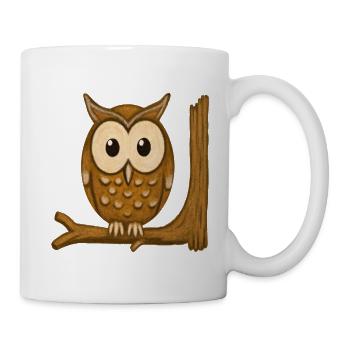 Hibou sur la branche - Mug blanc - blanc - Droite