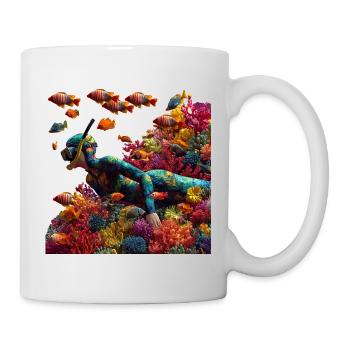 Unterwasser Taucher im Korallenriff - Tasse - Weiß - Rechts