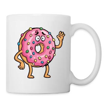 Süßer Donut winken traurig Abschied Freund Cartoon - Tasse - Weiß - Rechts
