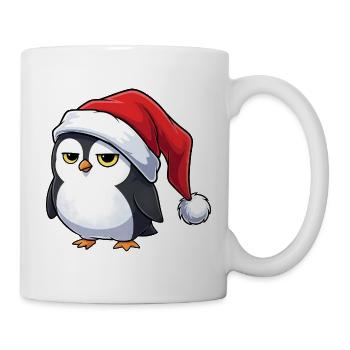 Cute grumpy penguin cartoon Christmas funny - Mug - white - Right