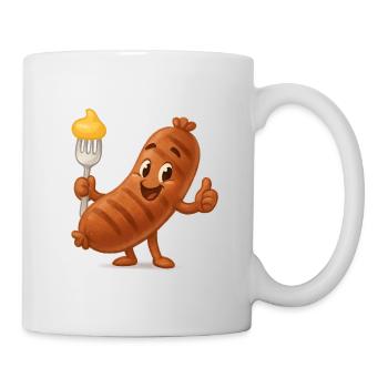 Sausages with Mustard Cartoon - Mug - white - Right