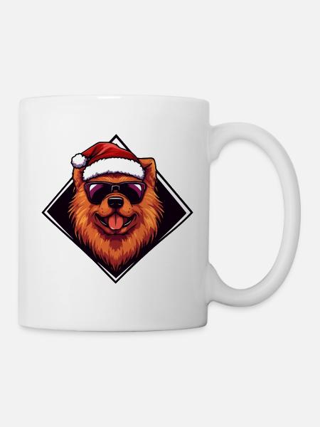 Santa Hund Cartoon - Tasse - Weiß