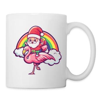 Flamingo Weihnachtsmann Weihnachten - Tasse - Weiß - Rechts