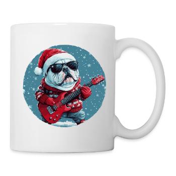 Bulldog Hund Weihnachten Gitarre - Tasse - Weiß - Rechts