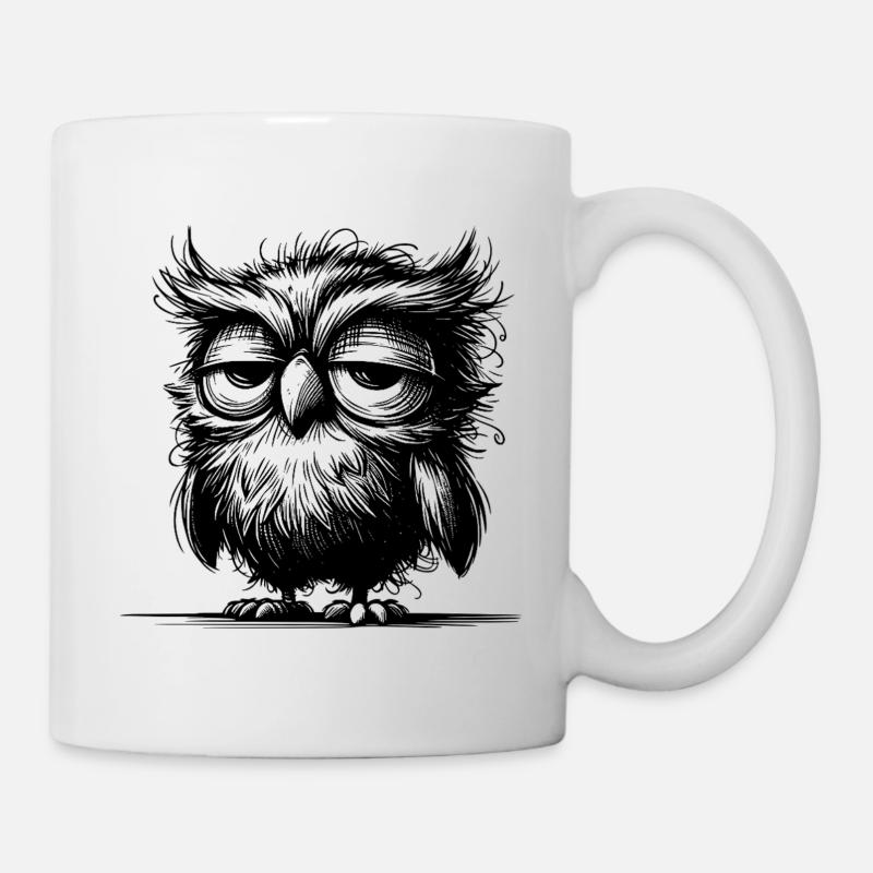 Hibou, je ne suis pas grognon, juste pas bien reposé - Mug blanc - blanc