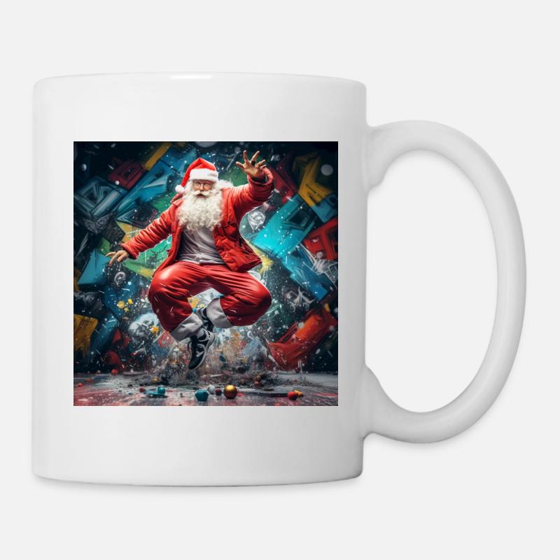 Weihnachtsmann Graffiti Sprung Breakdance - Tasse - Weiß