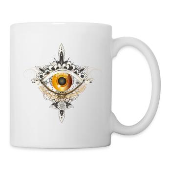 Mystisches Ornament mit bernsteinfarbenem Auge - Tasse - Weiß - Rechts