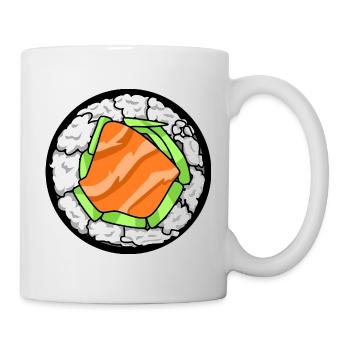 Japanische Lachs-Sushi-Rolle Japanisches Essen Kunst - Tasse - Weiß - Rechts