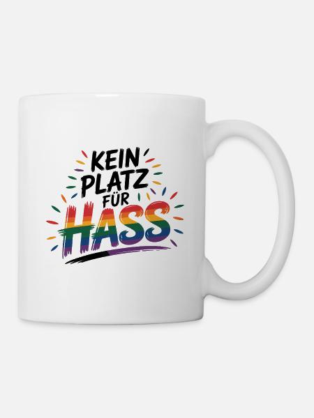 Kein Platz für Hass - Cool Pride Logo - Tasse - Weiß