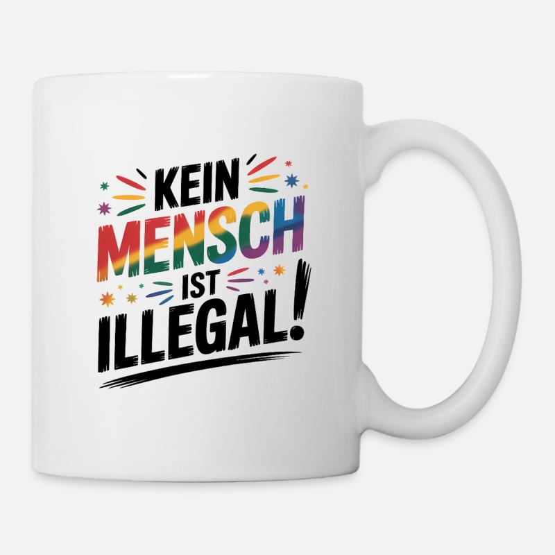 Kein Mensch ist illegal - Cool Pride Logo - Tasse - Weiß