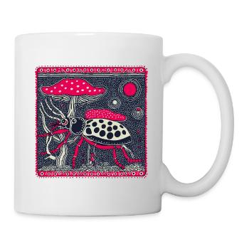 Psychedelischer Kaefer & Fliegenpilz – Retro Natur - Tasse - Weiß - Rechts