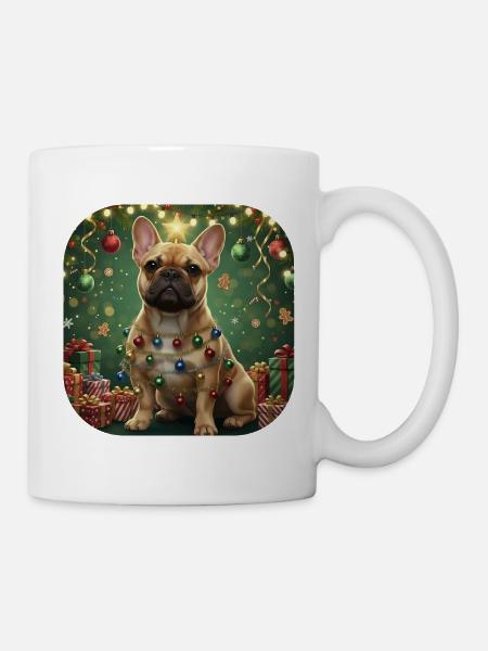 Festive French Bulldog Light Garland - Mug - white