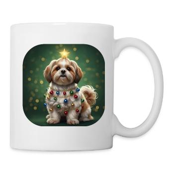 Welpe in Weihnachtsgirlande - Tasse - Weiß - Rechts