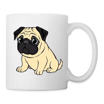 Mops Hunde T-shirt Geschenk Weihnachten - Tasse - Weiß - Rechts