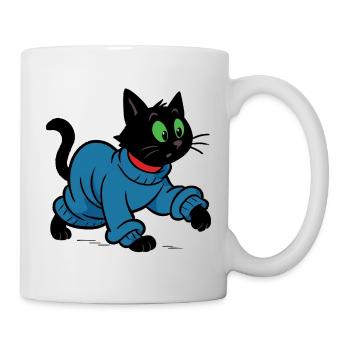 Meeko im übergroßen Pullover - Tasse - Weiß - Rechts