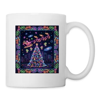 Nuit de Noël magique au néon - Mug blanc - blanc - Droite
