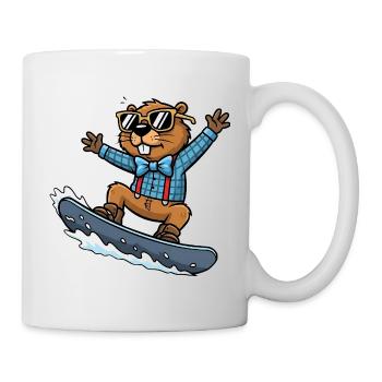 Cooler Snowboard Biber Comic Sonnenbrille - Tasse - Weiß - Rechts