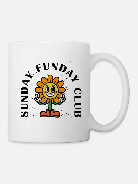Sunday Funday Club – Retro Comic Trend Spruch - Tasse - Weiß