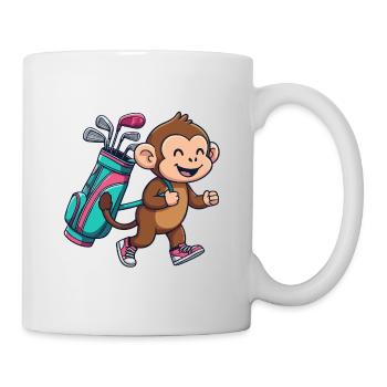 Lustiger Affe, Golfer, Cartoon, cooles Golftier, - Tasse - Weiß - Rechts