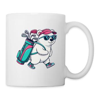 Funny Polar-Bear Golfer Cartoon Cool Golf Animal - Mug - white - Right