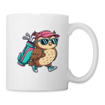 Funny Owl Golfer Cartoon Cool Golf Animal - Mug - white - Right