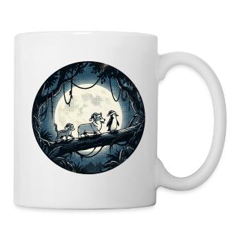Mondschein Waldpfad mit Katze, Hund und Pinguin - Tasse - Weiß - Rechts