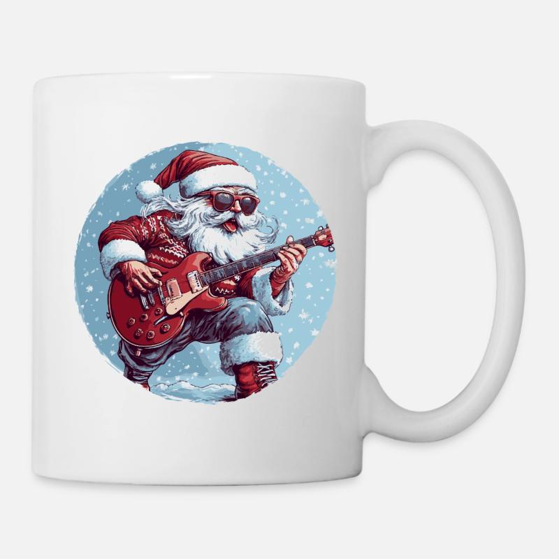 Weihnachtsmann Gitarre - Tasse - Weiß