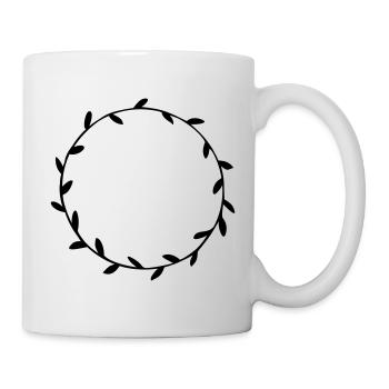 Couronne florale peinte à la main de feuilles florale - Mug blanc - blanc - Droite