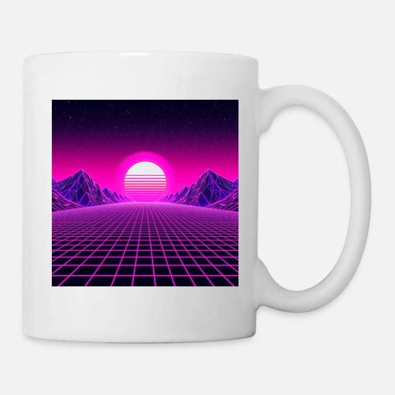 Lever de soleil Retrogrid Horizon Néon - Mug blanc - blanc