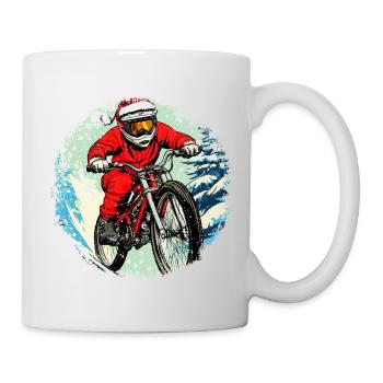 Weihnachten Biker / Mountainbike - Tasse - Weiß - Rechts