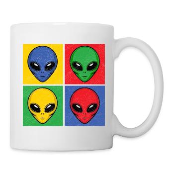 Aliens Pop Art Pop Art Alien Heads Alien Faces - Mug - white - Right