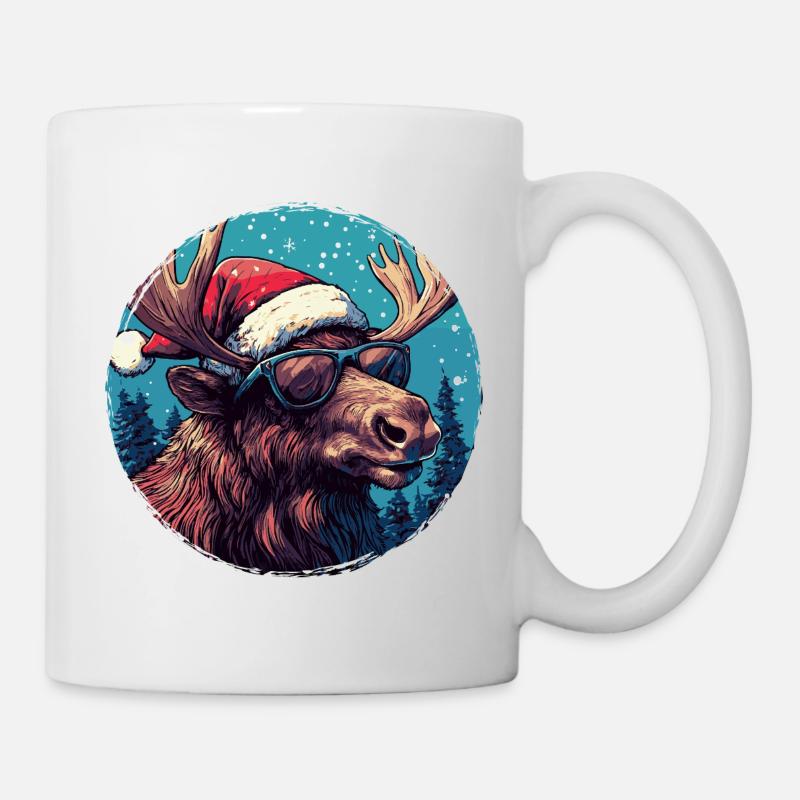  Rentier mit Sonnenbrille - Tasse - Weiß