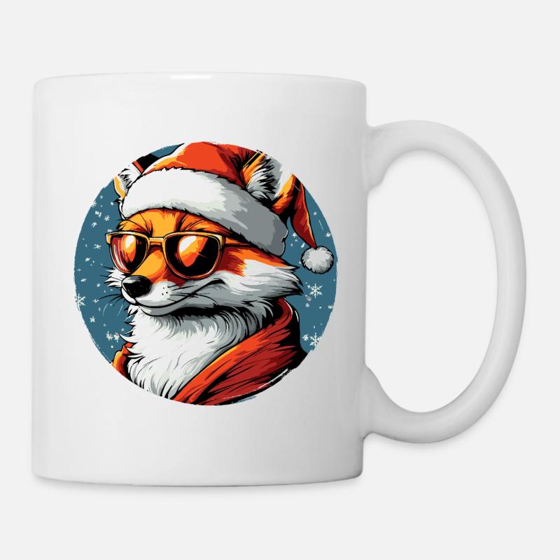 Look Fox Santa avec lunettes de soleil - Mug blanc - blanc