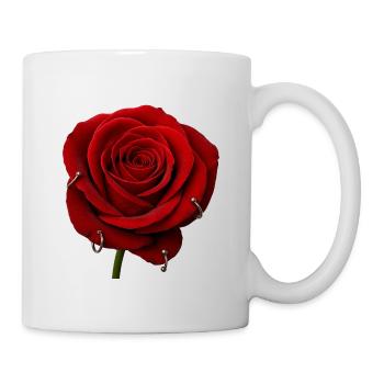 Red Rose with Piercings - Mug - white - Right